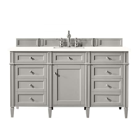 James Martin Vanities Brittany 60in Single Vanity, Urban Gray w/ 3 CM White Zeus Quartz Top 650-V60S-UGR-3WZ